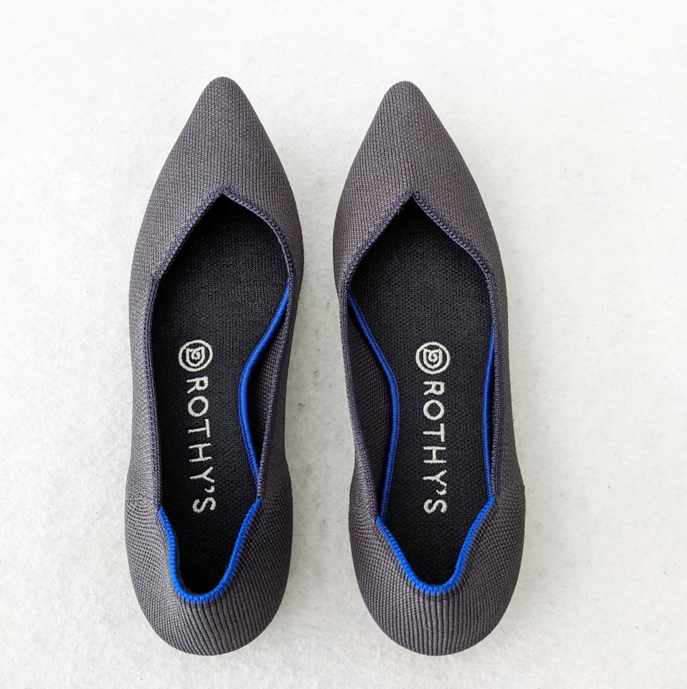 Rothys The Point Darl Gray Blue Halo Slip On Pointed Ballet Flats Shoes Womens 7 - Picture 6 of 12